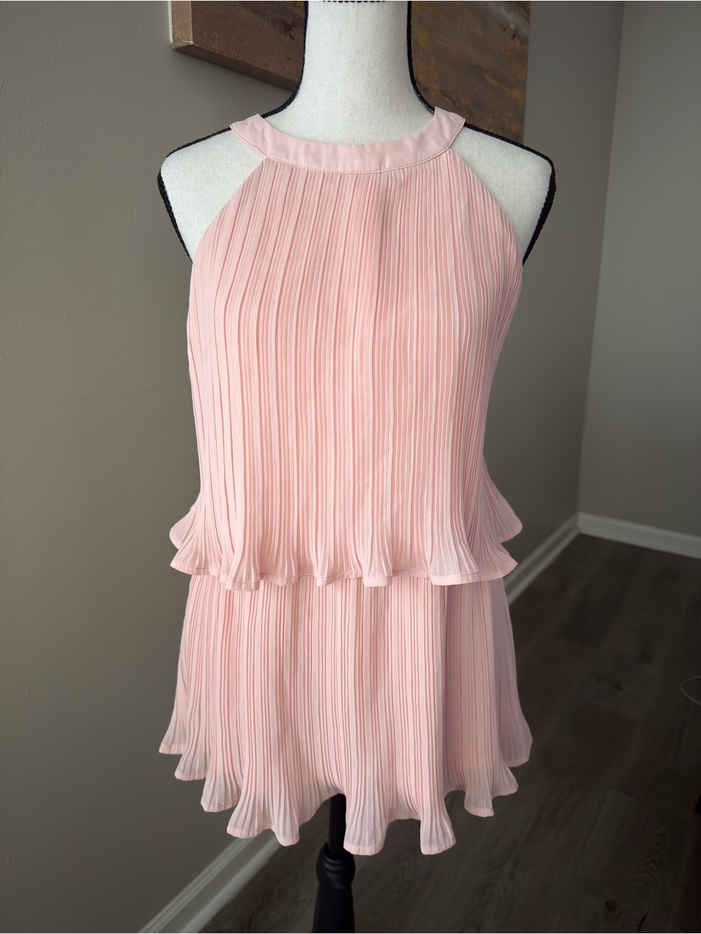 Zesica Pink Pleated Ruffle Blouse Top NWT Size L Coquette